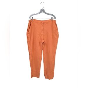 Flax 100% Linen Womens Pants Sunkist Orange Size Large Flowy Coastal Beach